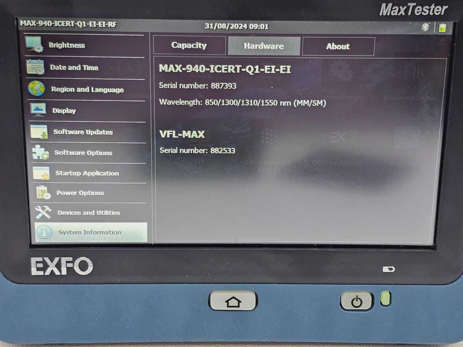 2x EXFO OLTS MAX-940 ICERT QUAD 850/1300/1310/1550 SM MM Fiber Certifier Tier-1