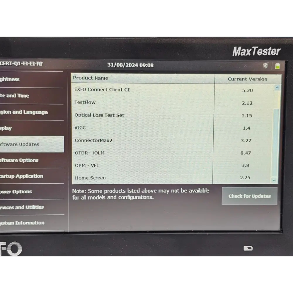 EXFO MaxTester MAX-940 QUAD ICERT both units powered on displaying test interface