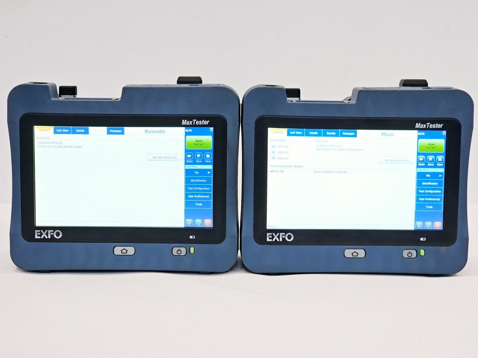 2x EXFO OLTS MAX-945-SM3 1310/1550/1625 SM Optical Loss Tester Set MAX-945 ORL