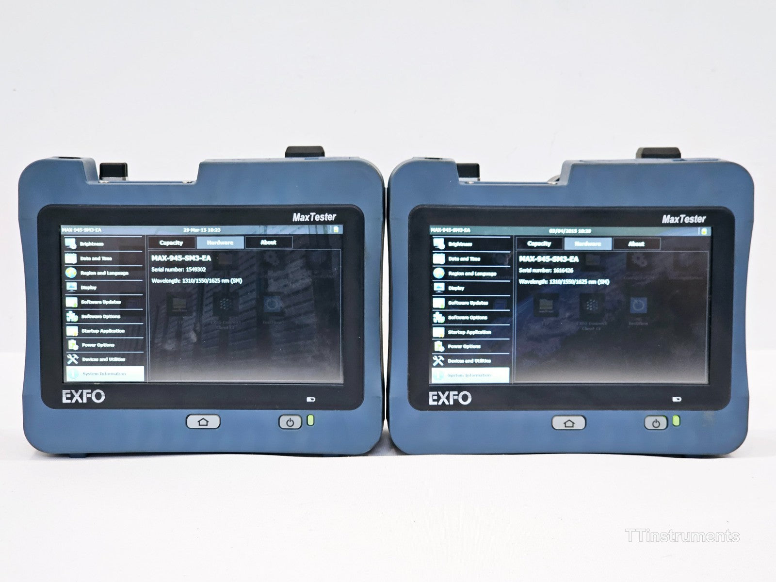 2x EXFO OLTS MAX-945-SM3 1310/1550/1625 SM Optical Loss Tester Set MAX-945 ORL