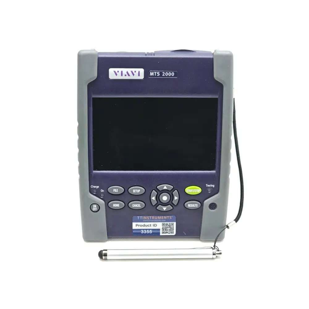 Viavi MTS 2000 V2 mainframe showing touchscreen display and keypad