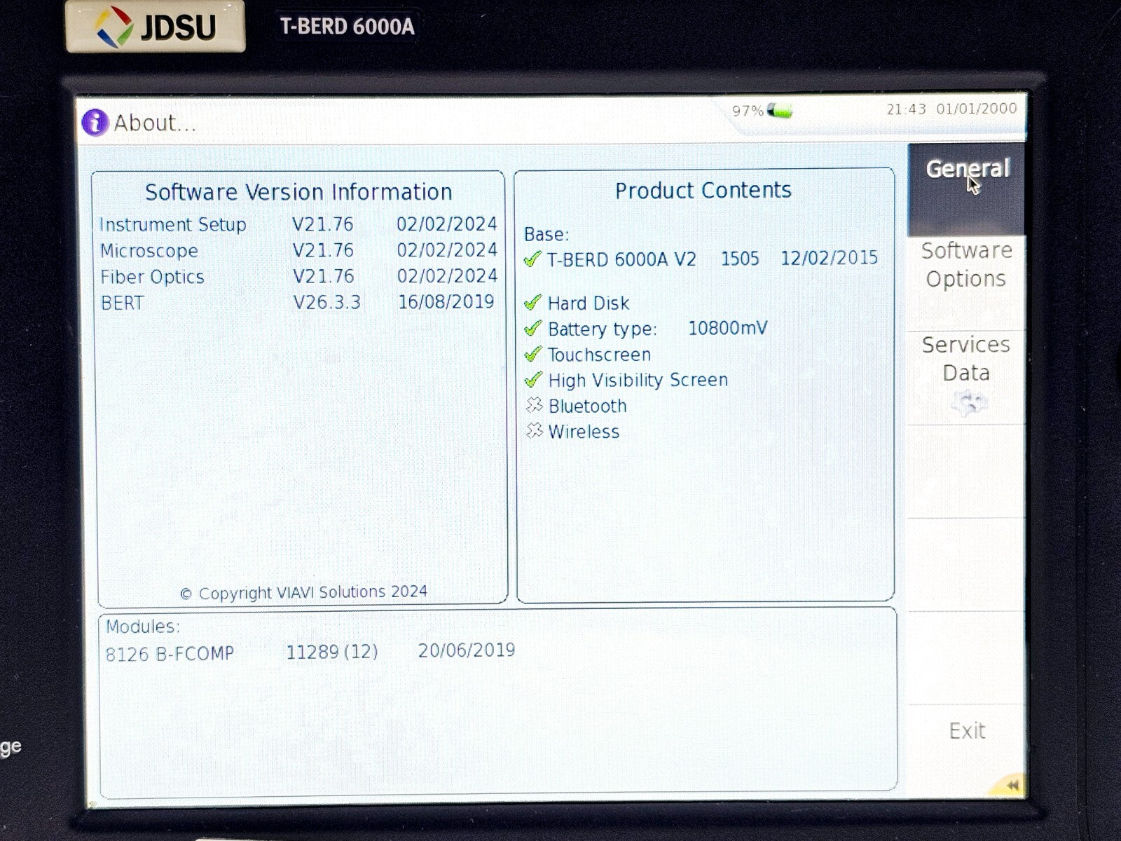 2x Viavi JDSU MTS 6000A V2 + 8126B SM OTDR 1310/1550nm 40 dB FCOMP IL ORL Bi-Dir