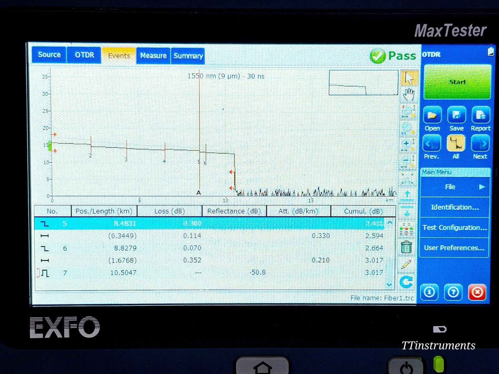EXFO MAX-730C-SM8-EA OTDR unit showing overall used condition from angle