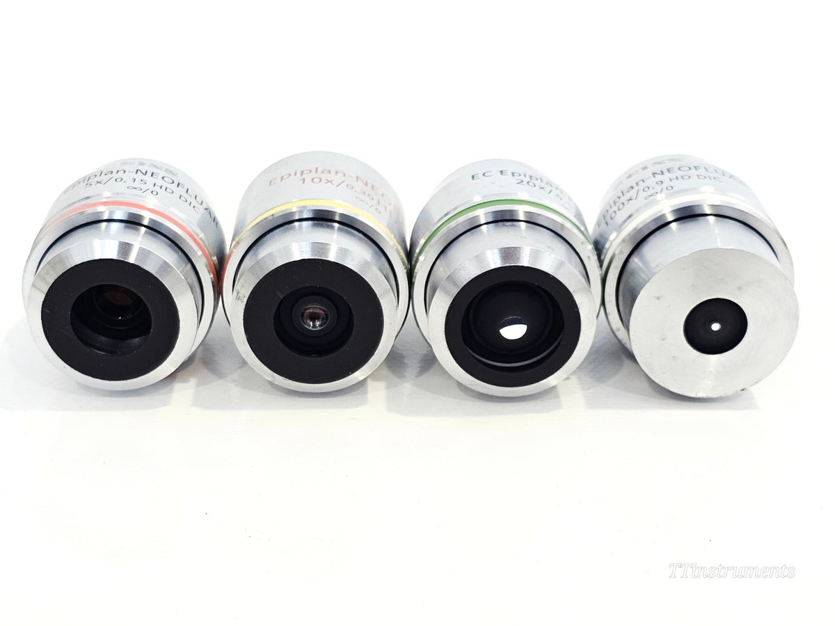 Carl Zeiss microscope objective lens turret and stage detail