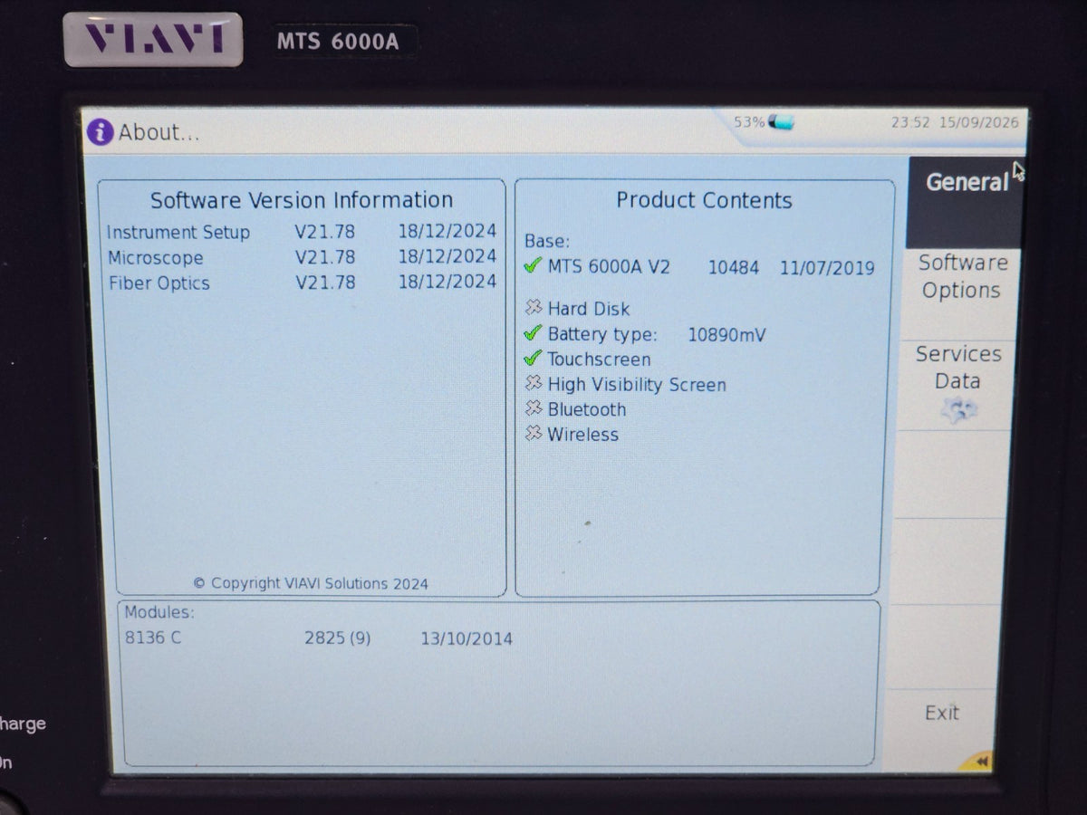 VIAVI MTS OTDR module slot and expansion port detail