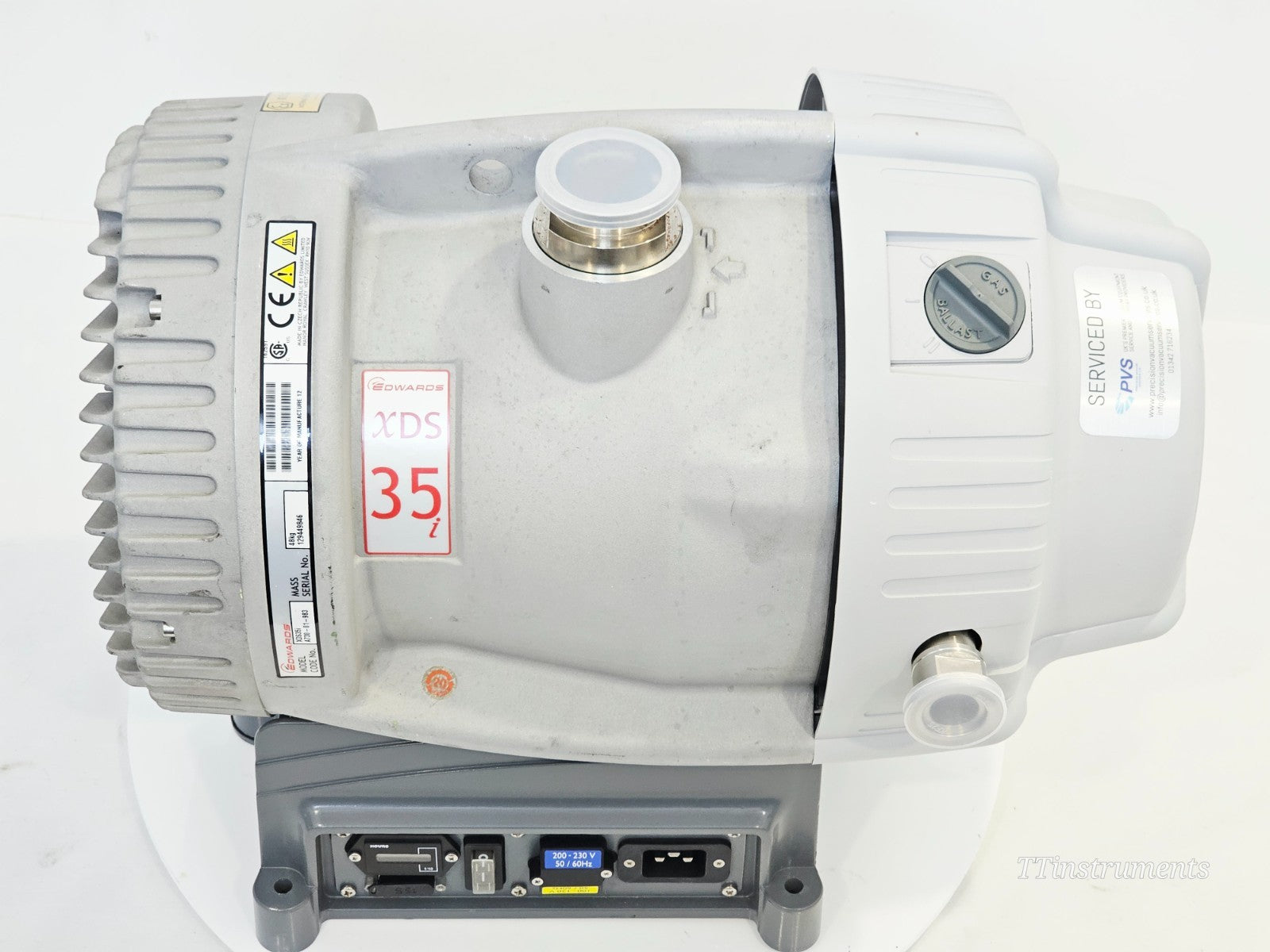 Edwards XDS35i vacuum pump top view showing housing and inlet flange