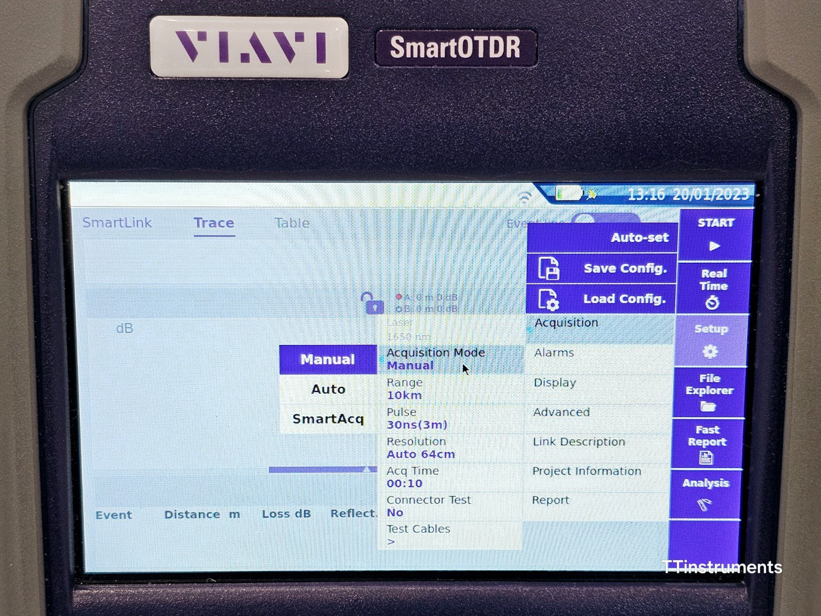 Viavi JDSU E118FA65PPM SmartOTDR 1650 nm 32 dB LIVE Filtered APC SM PON OTDR VFL