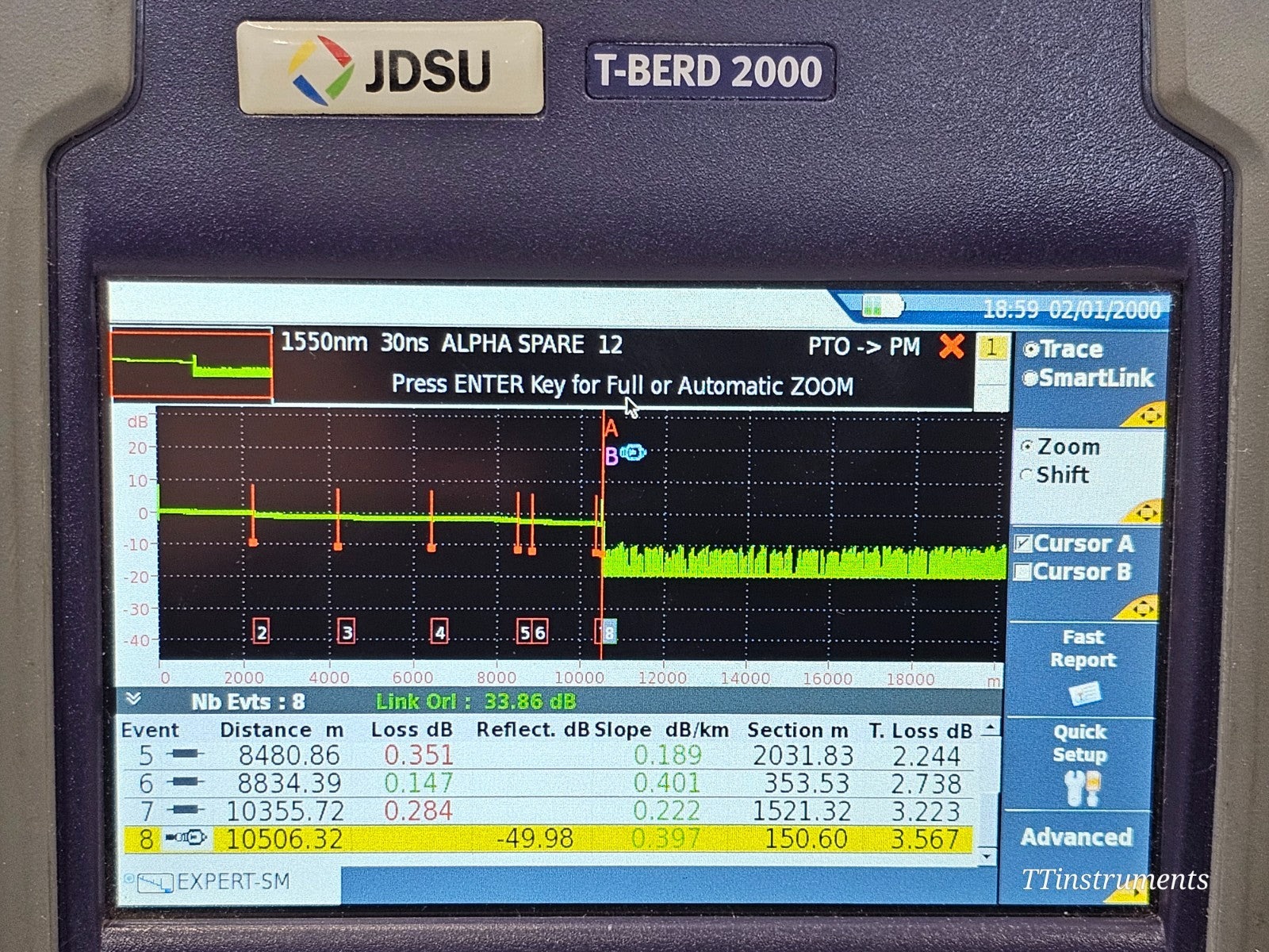 Full contents of Viavi T-BERD 2000 OTDR kit laid out including scope and cases