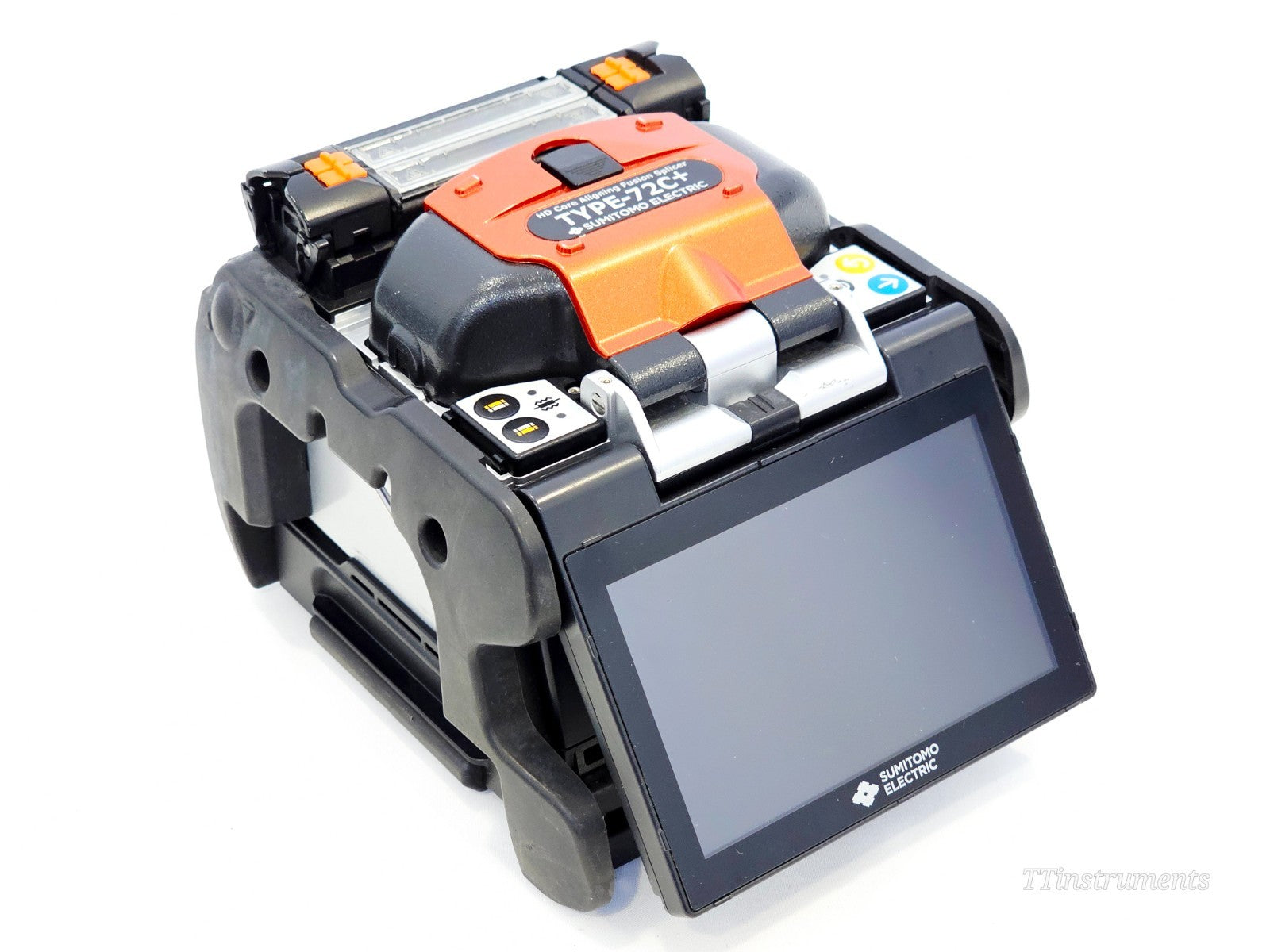 Sumitomo TYPE-72C+ fusion splicer front view showing display screen and controls