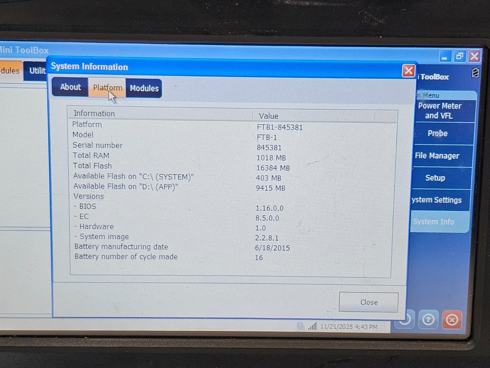 EXFO FTB-1 Modular Mainframe Platform FTB-1-S1-16G