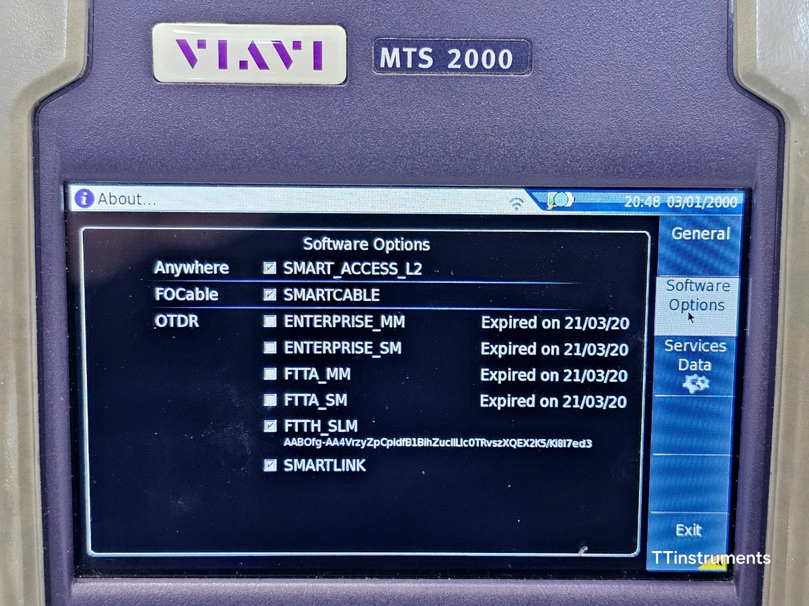 Viavi JDSU MTS 2000 PM/VFL + 4126 MP2 Metro PON 1310/1550 nm OTDR 46/45 dB SC-PC