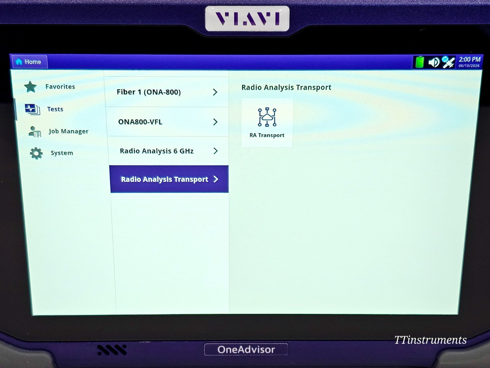 VIAVI OneAdvisor label and serial number detail used test equipment