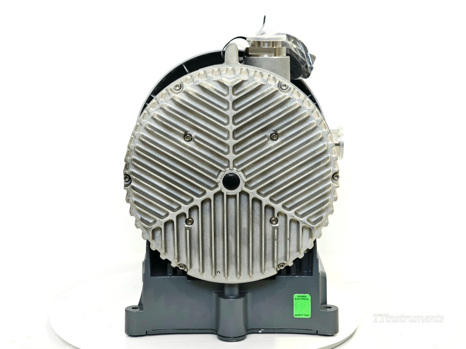 Edwards XDS100B vacuum pump inlet port and fittings close-up