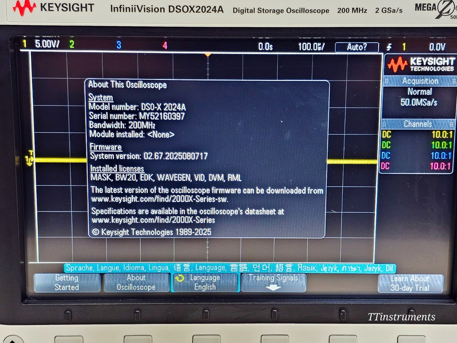 Keysight DSOX2024A oscilloscope angled view showing overall condition