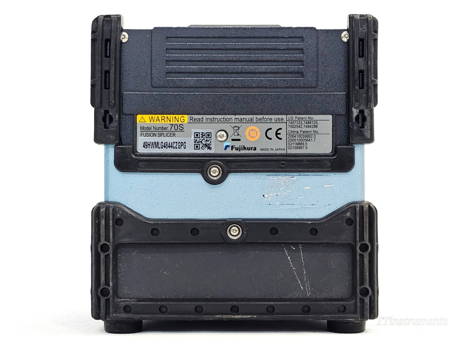 Fujikura FSM-70S+ splicer side profile showing ports and connectivity interfaces