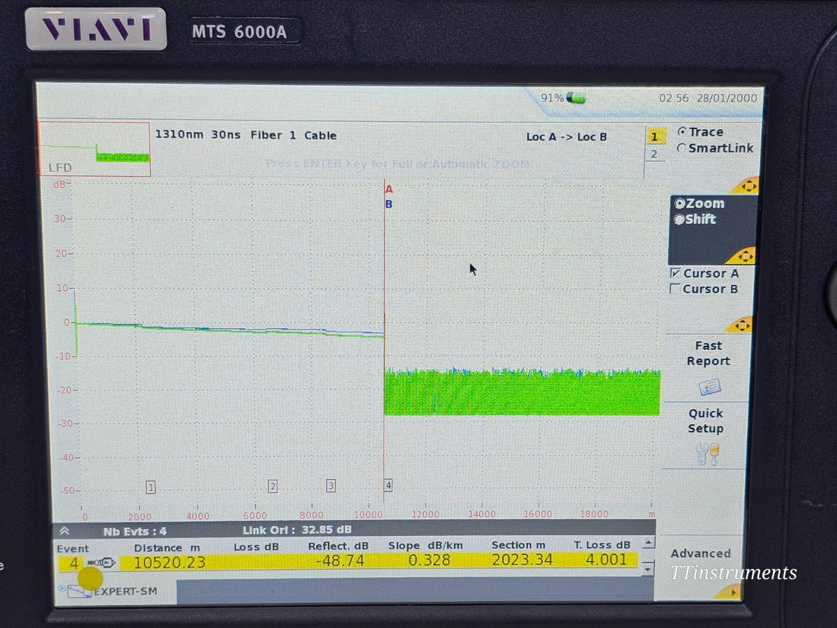 VIAVI MTS 6000A V2 Mainframe + 8126B SM OTDR 1310/1550nm 41/40dB APC18