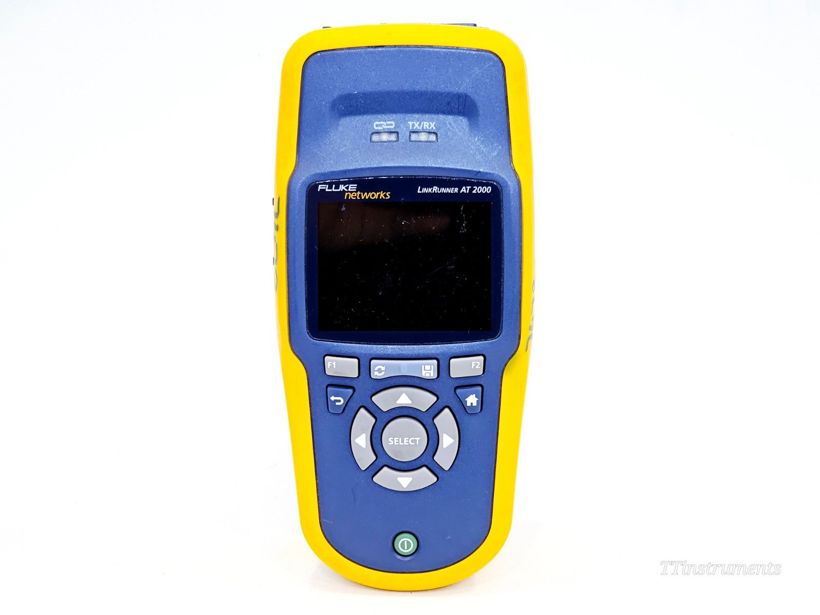 Fluke Networks cable tester side view showing ports and connectors