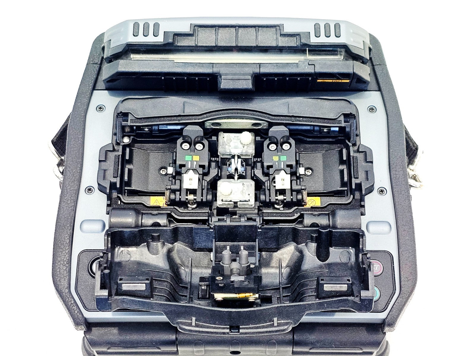 Fujikura 90S fusion splicer rear panel and connector ports close-up