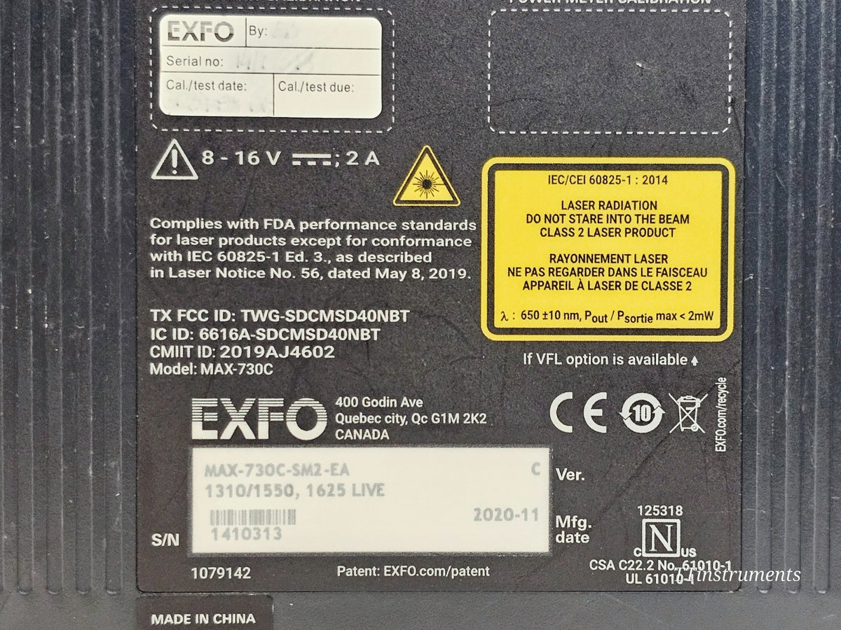 EXFO MAX-730C-SM2-EA touchscreen and keypad controls close-up