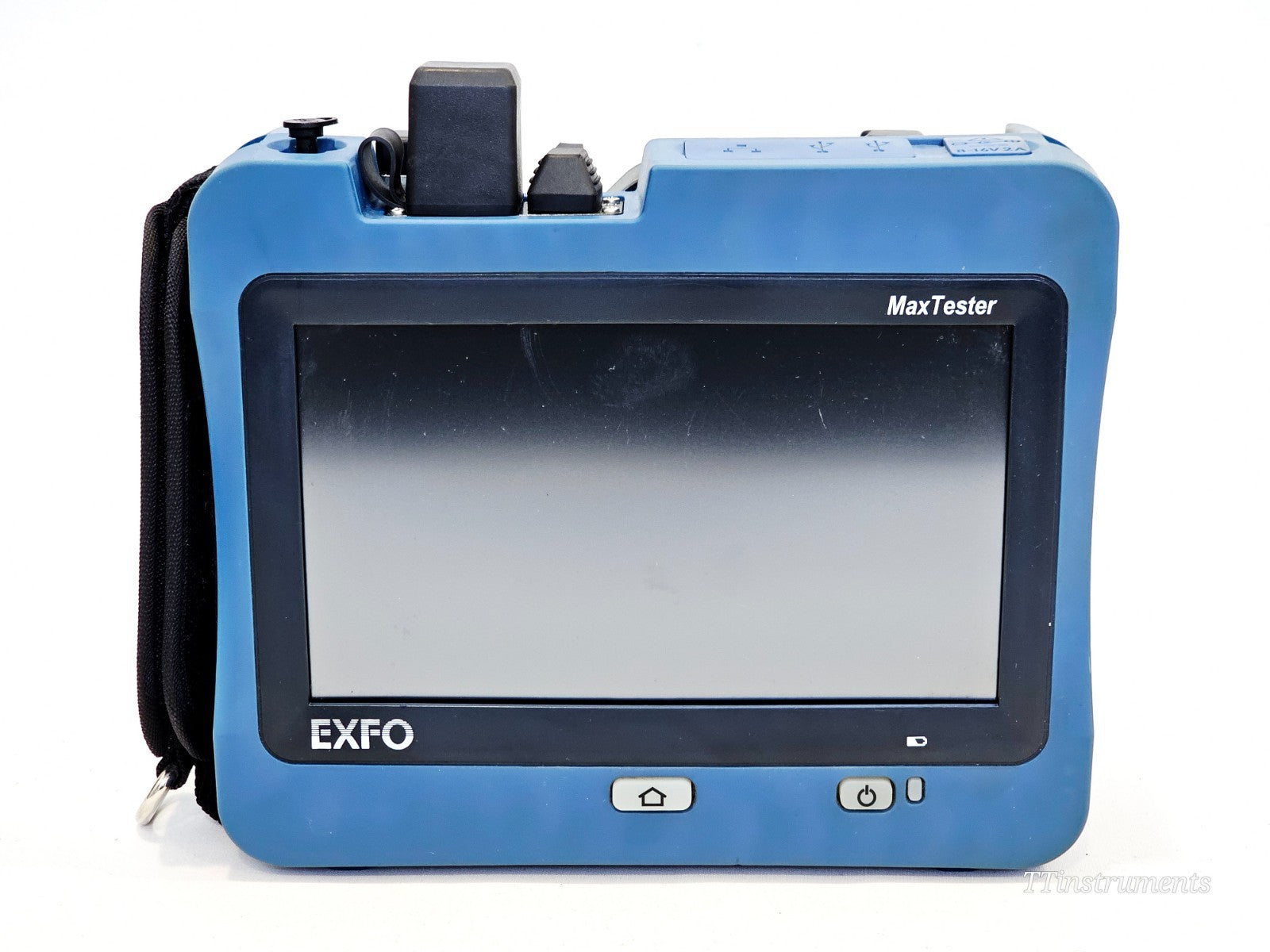 EXFO MAX-730C-SM8-EA OTDR left side view showing ports and connectors
