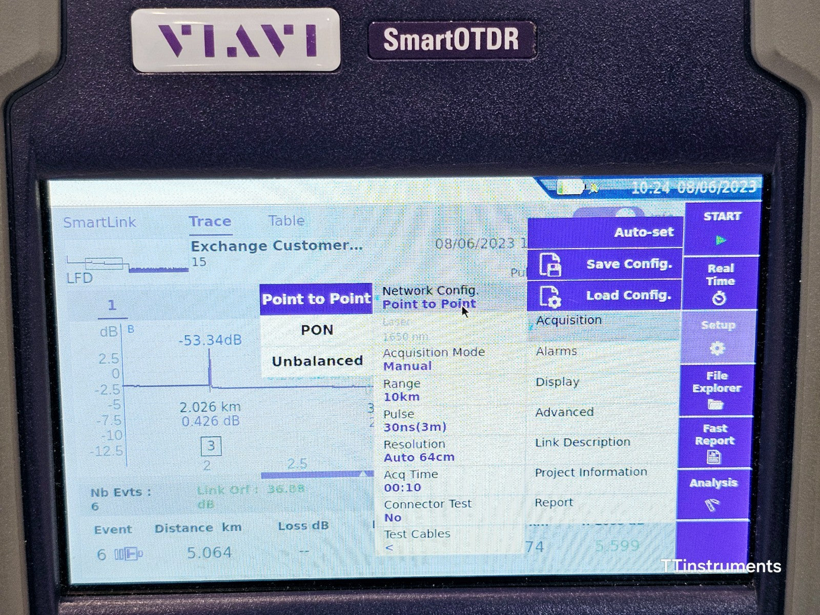 Viavi JDSU E118FA65PPM SmartOTDR 1650 nm 32 dB LIVE/Filtered APC SM PON OTDR VFL