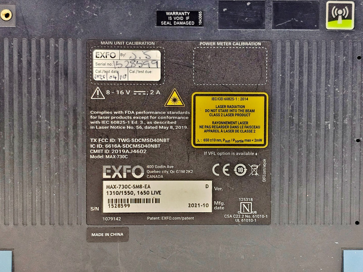 EXFO MAX-730C-SM8-EA OTDR angled view showing body and screen