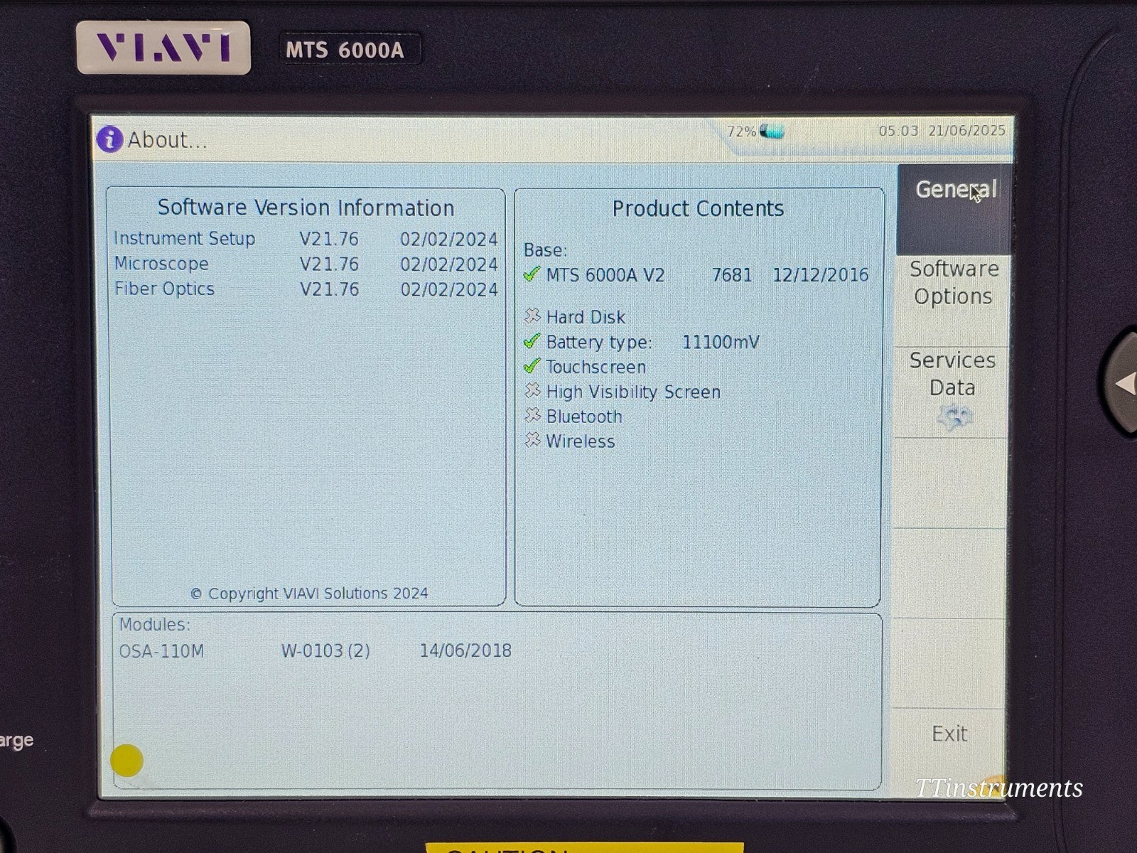 Viavi JDSU 6000V2 + OSA-110M OSA Optical Spectrum Analyzer 1250nm up to 1650nm