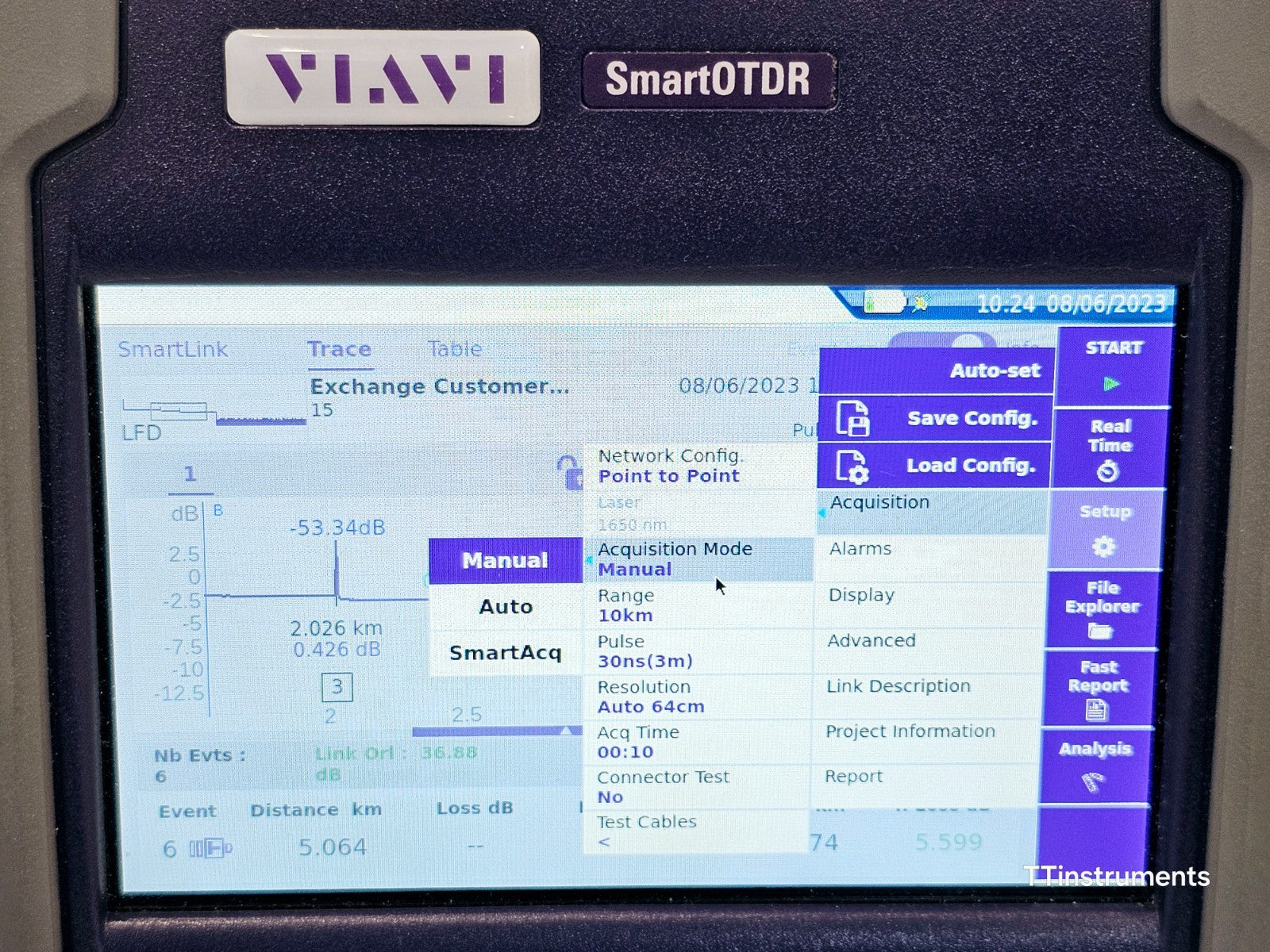 Viavi JDSU E118FA65PPM SmartOTDR 1650 nm 32 dB LIVE/Filtered APC SM PON OTDR VFL