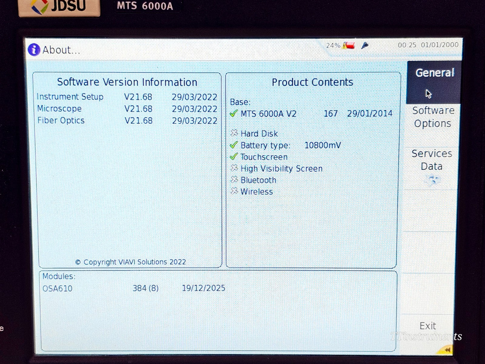 Calibrated Viavi MTS 6000A V2 OSA-610 High Resolution C-Band Optical Spectrum An
