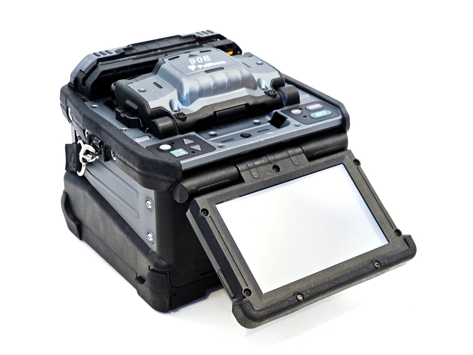Fujikura 90S fusion splicer front panel view with display screen and controls