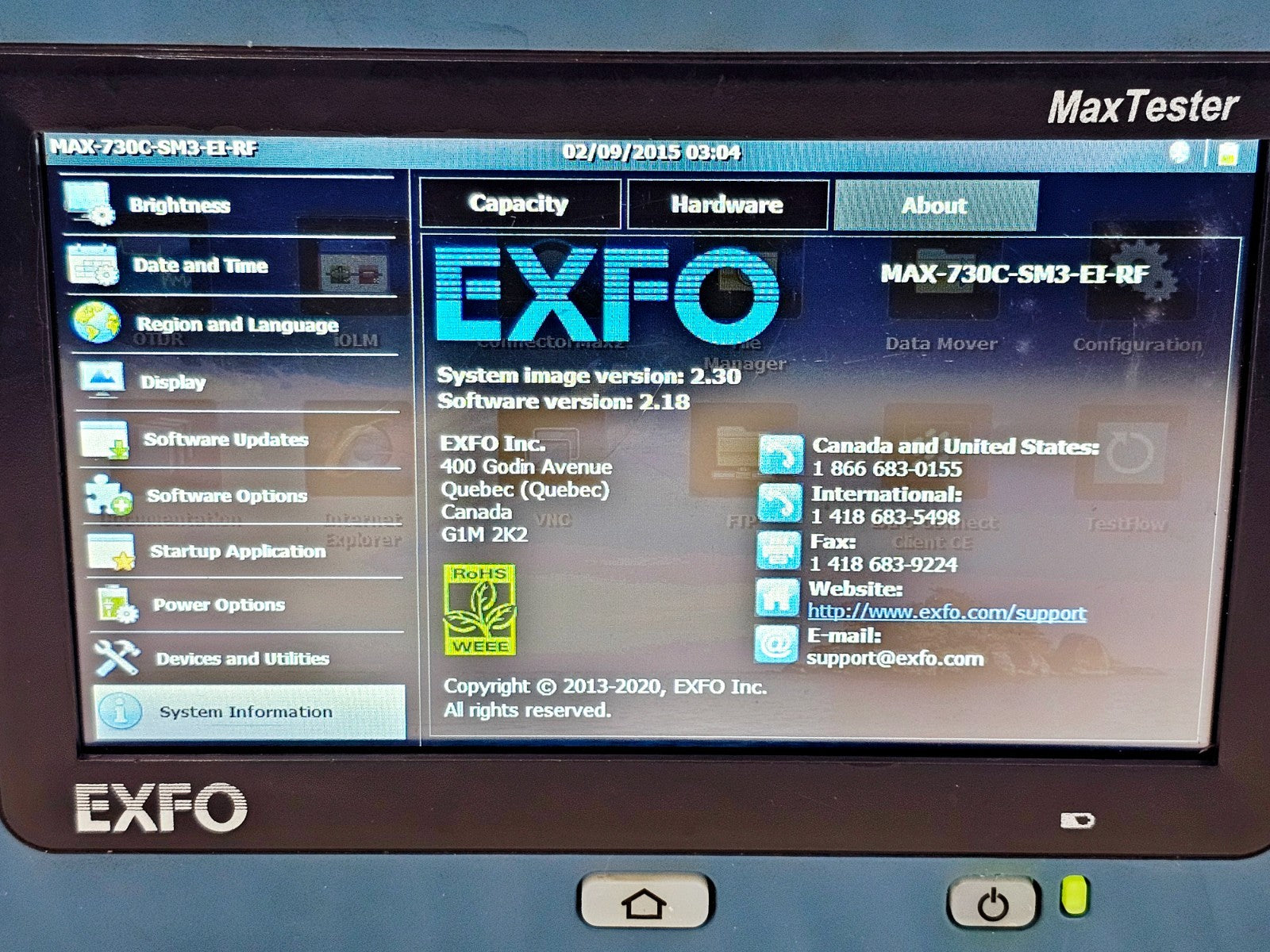Calibrated EXFO MAX-730C-SM3 MaxTester PON/Metro OTDR 1310/1550/1625nm 730C SM314