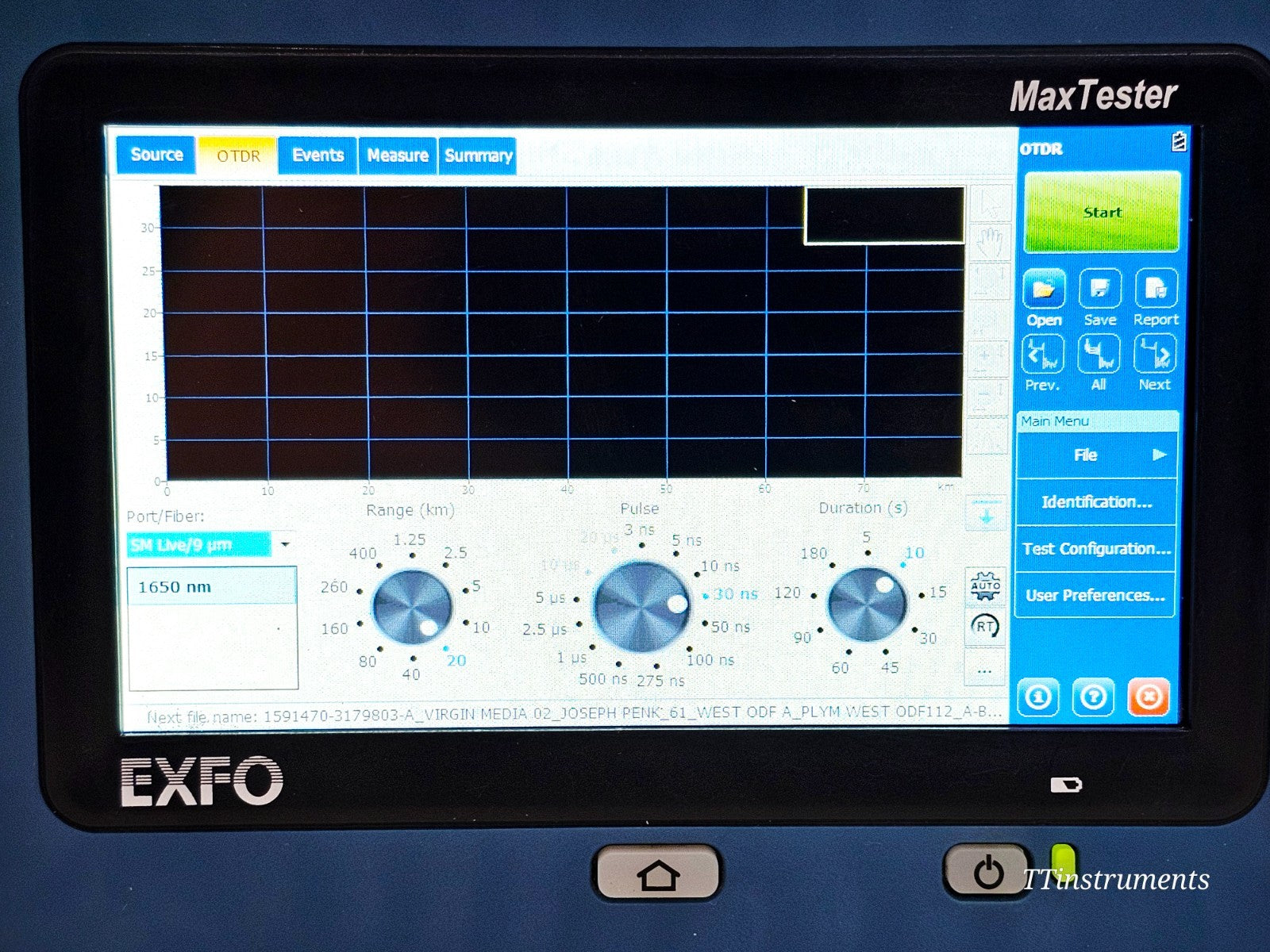 EXFO MAX-730C-SM8-EA OTDR accessory port and USB connectivity detail