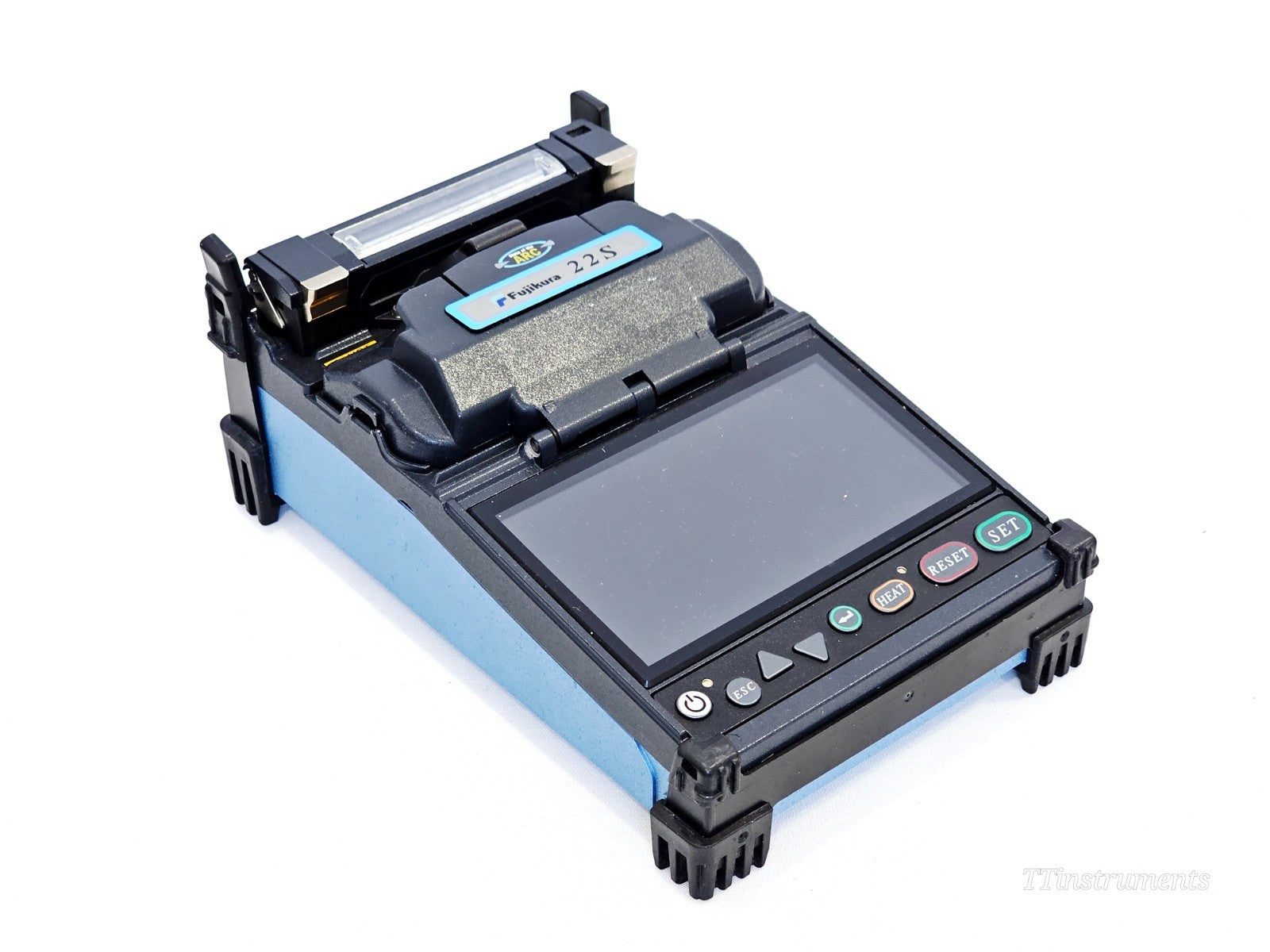 Fujikura 22S fusion splicer side view showing controls and display