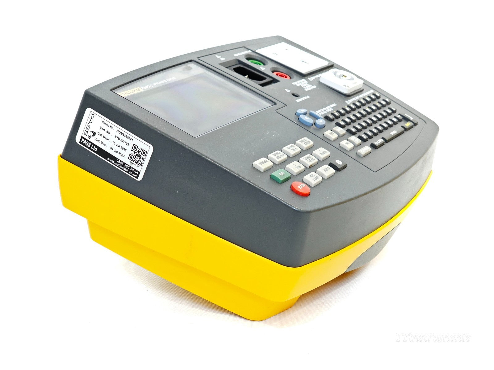 Fluke 6500-2 PAT tester side view showing connection ports and sockets