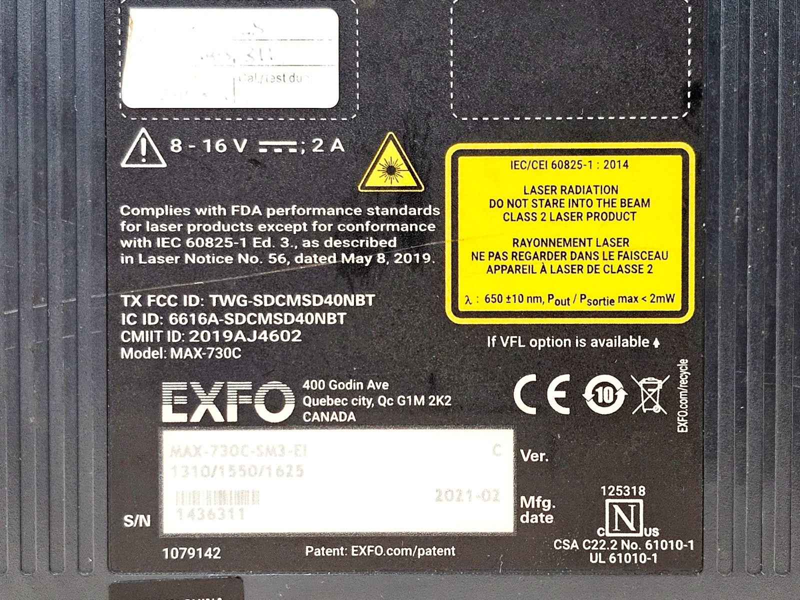 Calibrated EXFO MAX-730C-SM3 MaxTester PON/Metro OTDR 1310/1550/1625nm 730C SM311