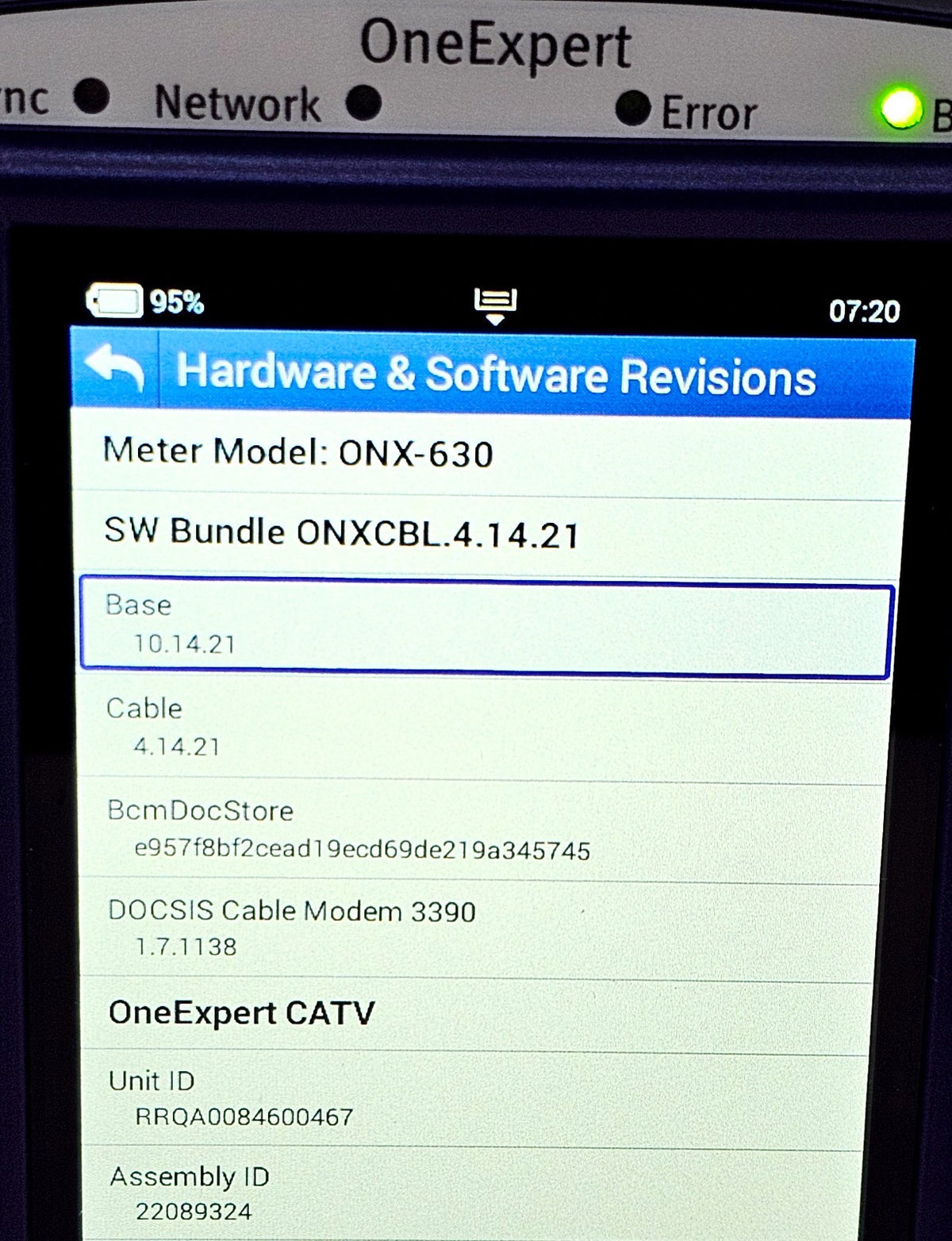Viavi ONX-630 DSAM Meter DOCSIS 3.1 Loaded with Options ONX-CATV-D31-S-6520-12127