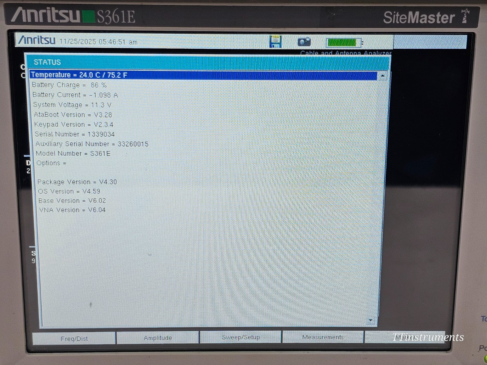 Anritsu S361E SiteMaster with OSLN50-1 Cable & Antenna Analyzer 2 MHz - 6GHz