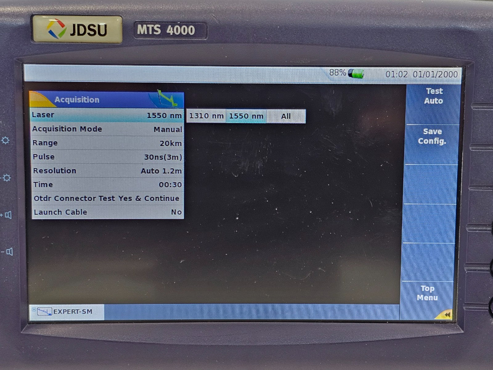 JDSU MTS 4000 Mainframe with PM/VFL & 4126 MA SM OTDR 1310/1550nm SC-APC