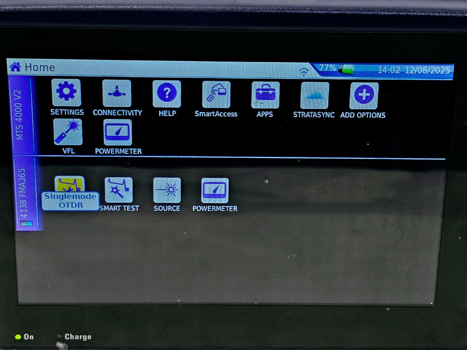 Viavi JDSU MTS 4000 V2 with 4138 FMA365 1310 1550 + 1650nm Live SM OTDR APC