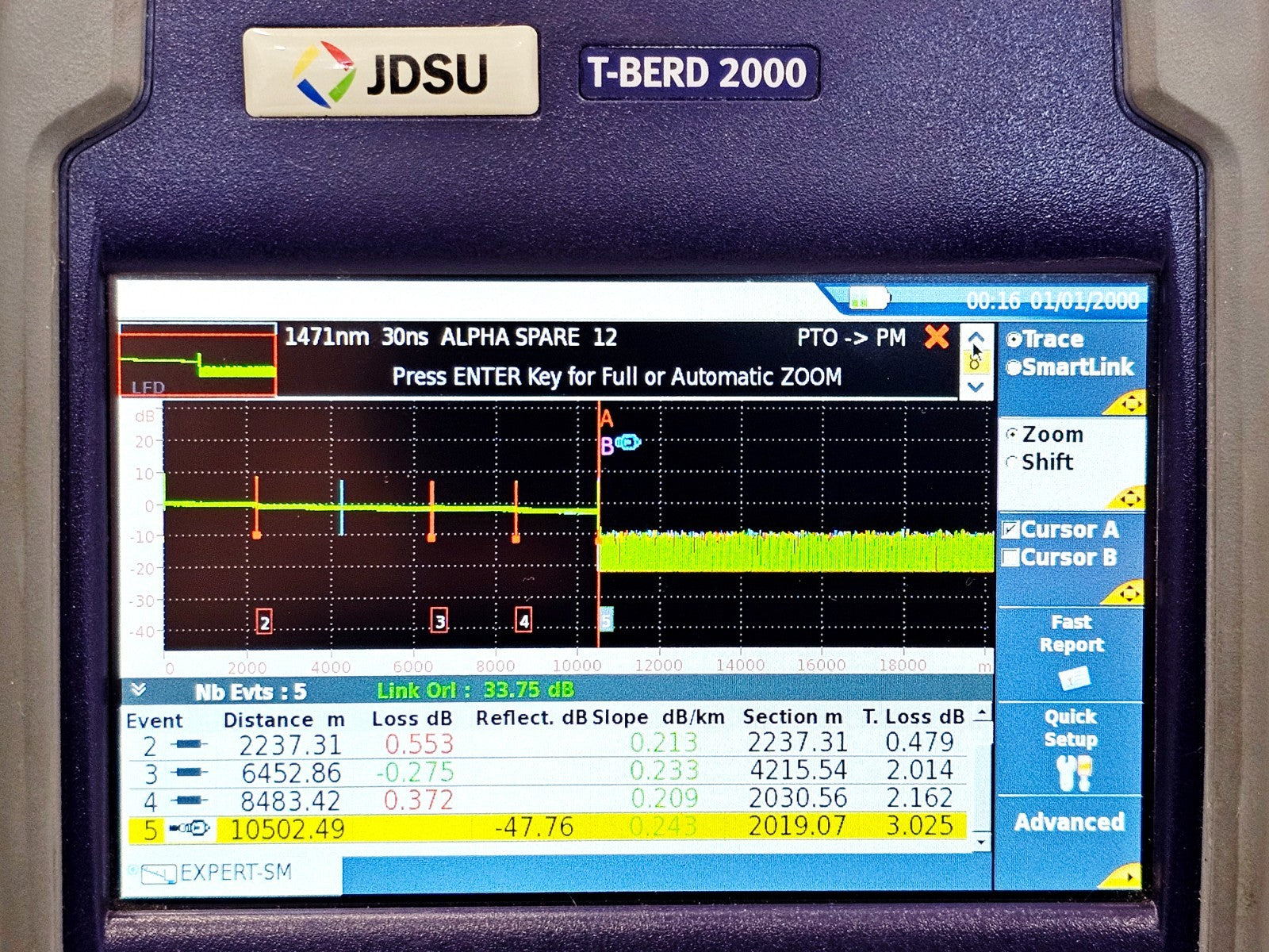 VIAVI JDSU T-BERD 2000 + 41CWDM10U CWDM OTDR 1431-1611nm 10 Wavelength 35dB21
