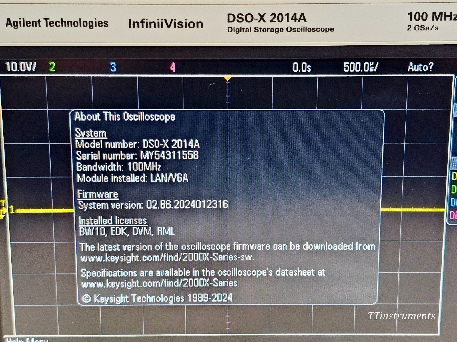 Keysight DSOX2014A InfiniiVision 4CH 100MHz Digital Oscilloscope + 4x N2863B15