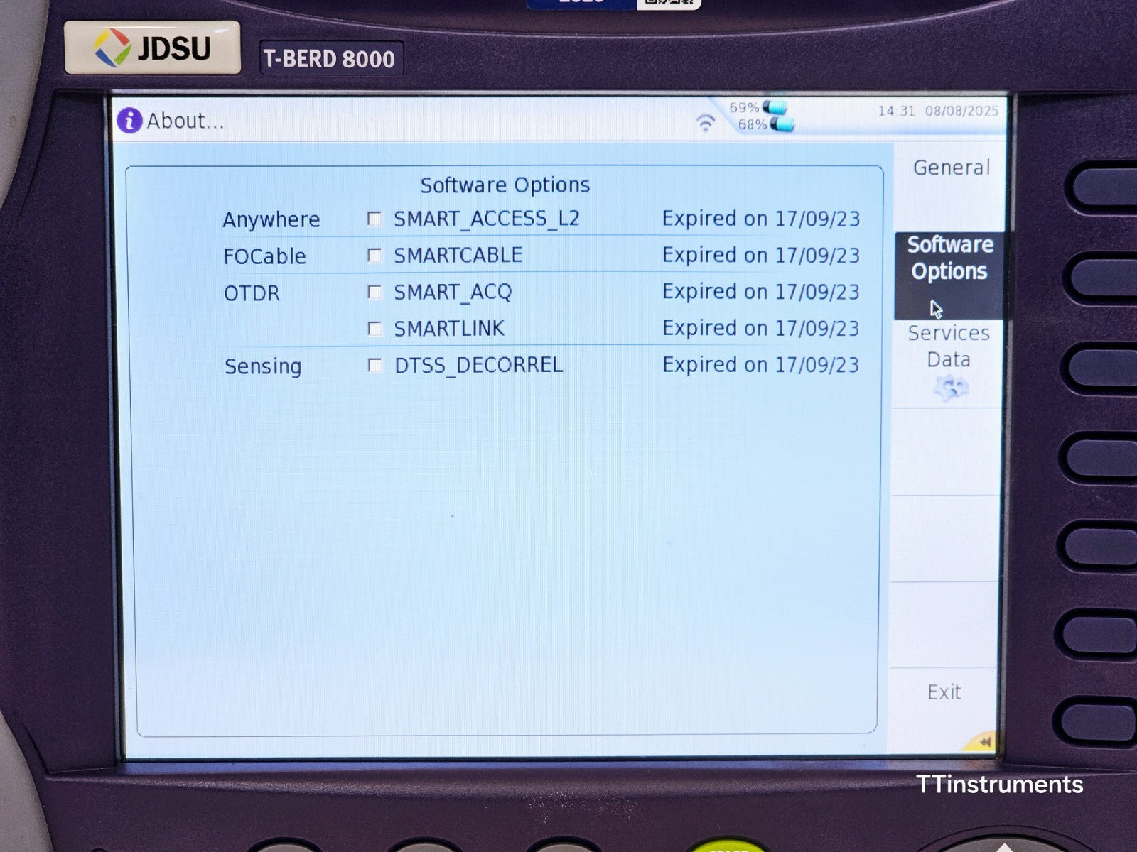 Viavi T-BERD 8000E V2 + 81162C & 81165C 1625/1650 nm Filtered OTDR 47.5/46 dB