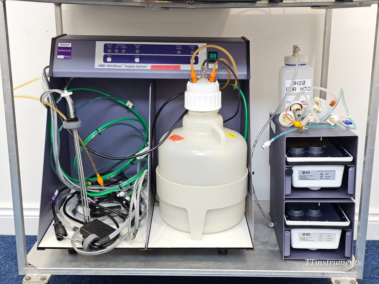 BD FACSCelesta flow cytometer right side profile showing instrument housing and laser module