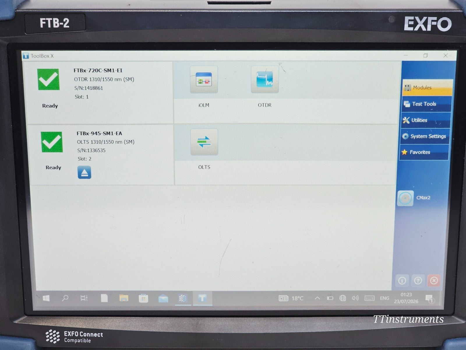 EXFO Calibrated FTB-2 with FTBx-720C OTDR 1310/1550 + FTBx-945 OLTS MFD 202012