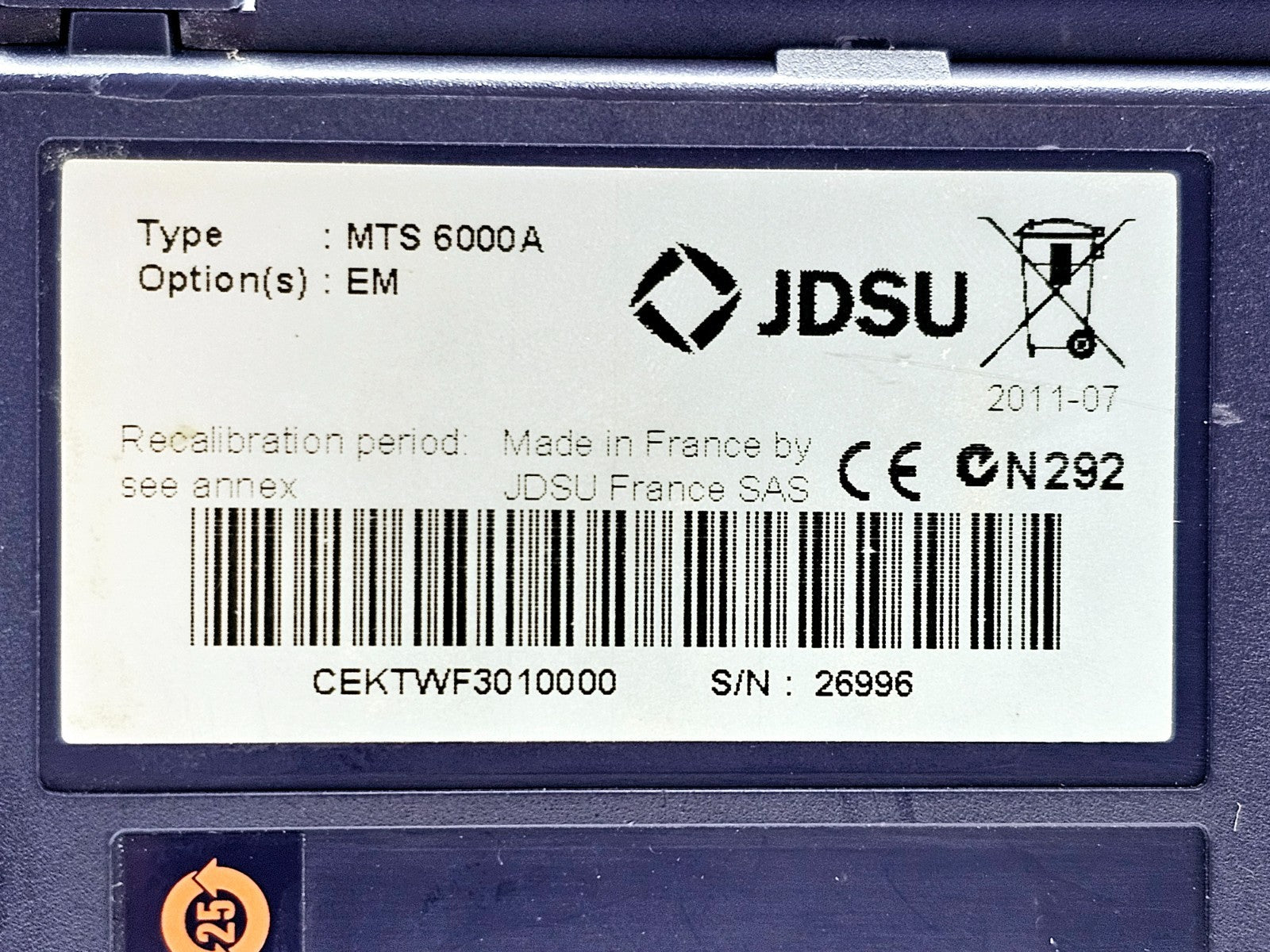 JDSU MTS 6000A + 8126B SM OTDR 1310/1550nm 41/40 dB Power Meter Source PAC-SC