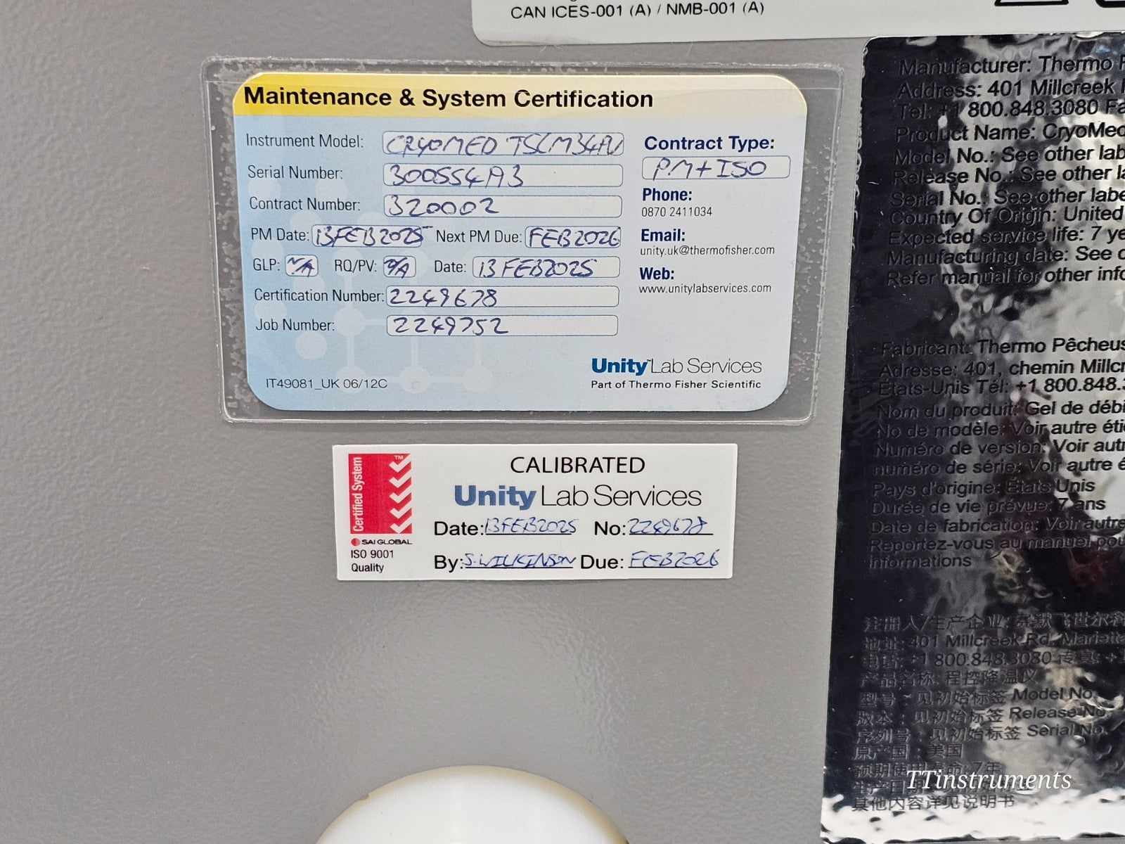 Calibrated Thermo Scientific CryoMed TSCM34PV Controlled Rate Freezer MFD 2022