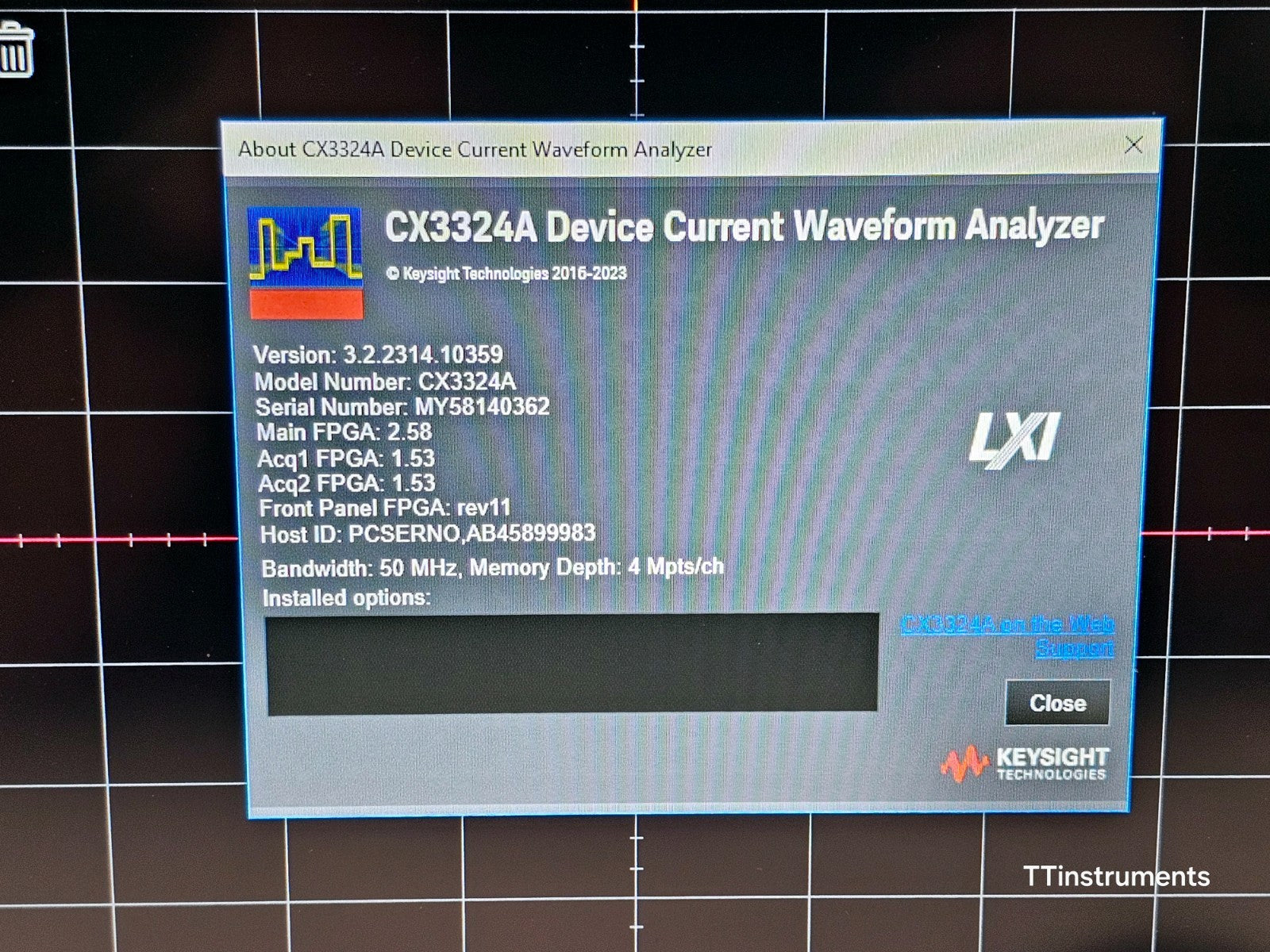 Keysight CX3324A Device Current Waveform Analyzer w/ CX1102A Dual Current Sensor