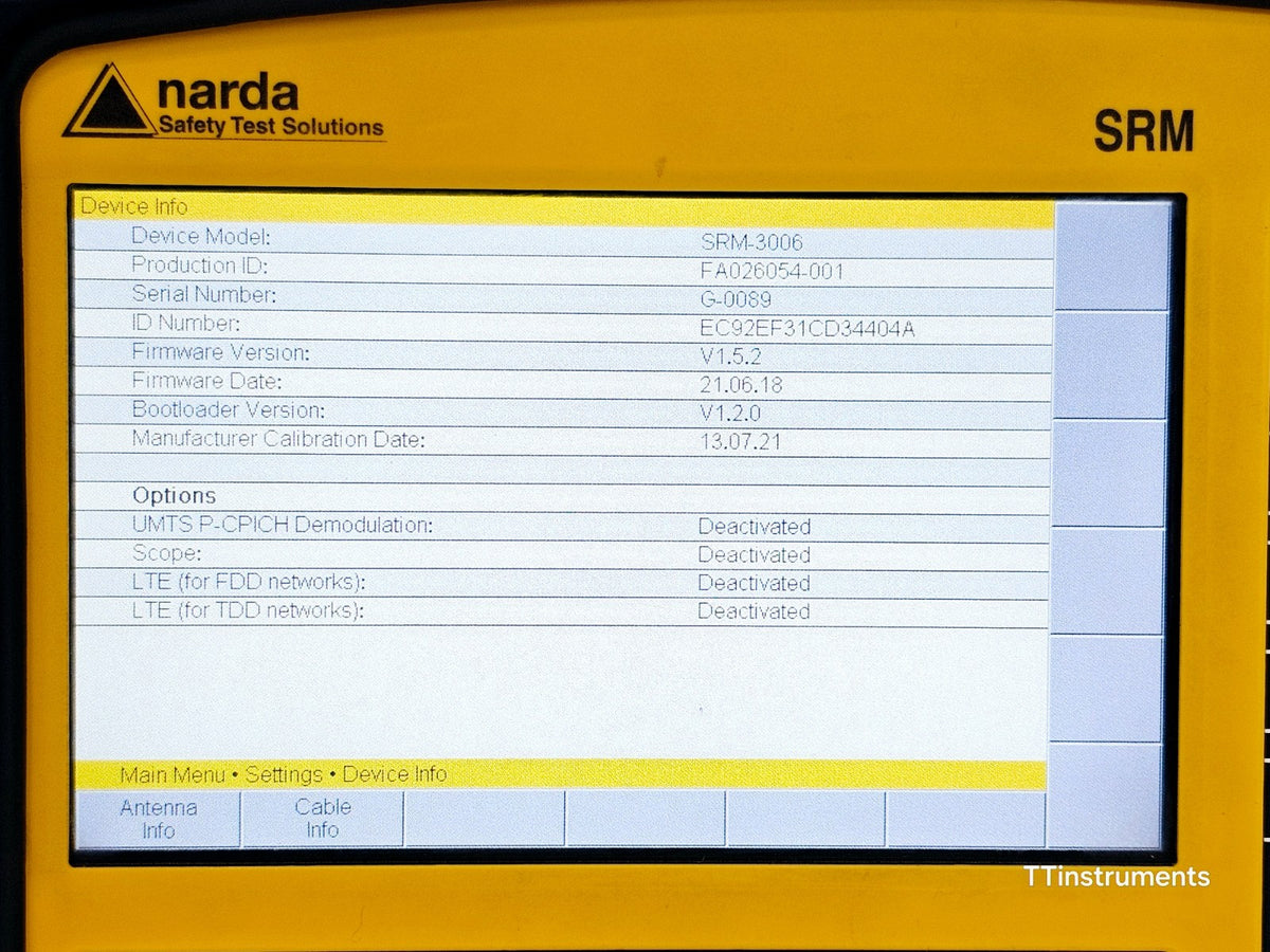 Narda SRM-3006 Selective Radiation Meter 3006/01 + 3501/03 Probe 27MHz - 3GHz8