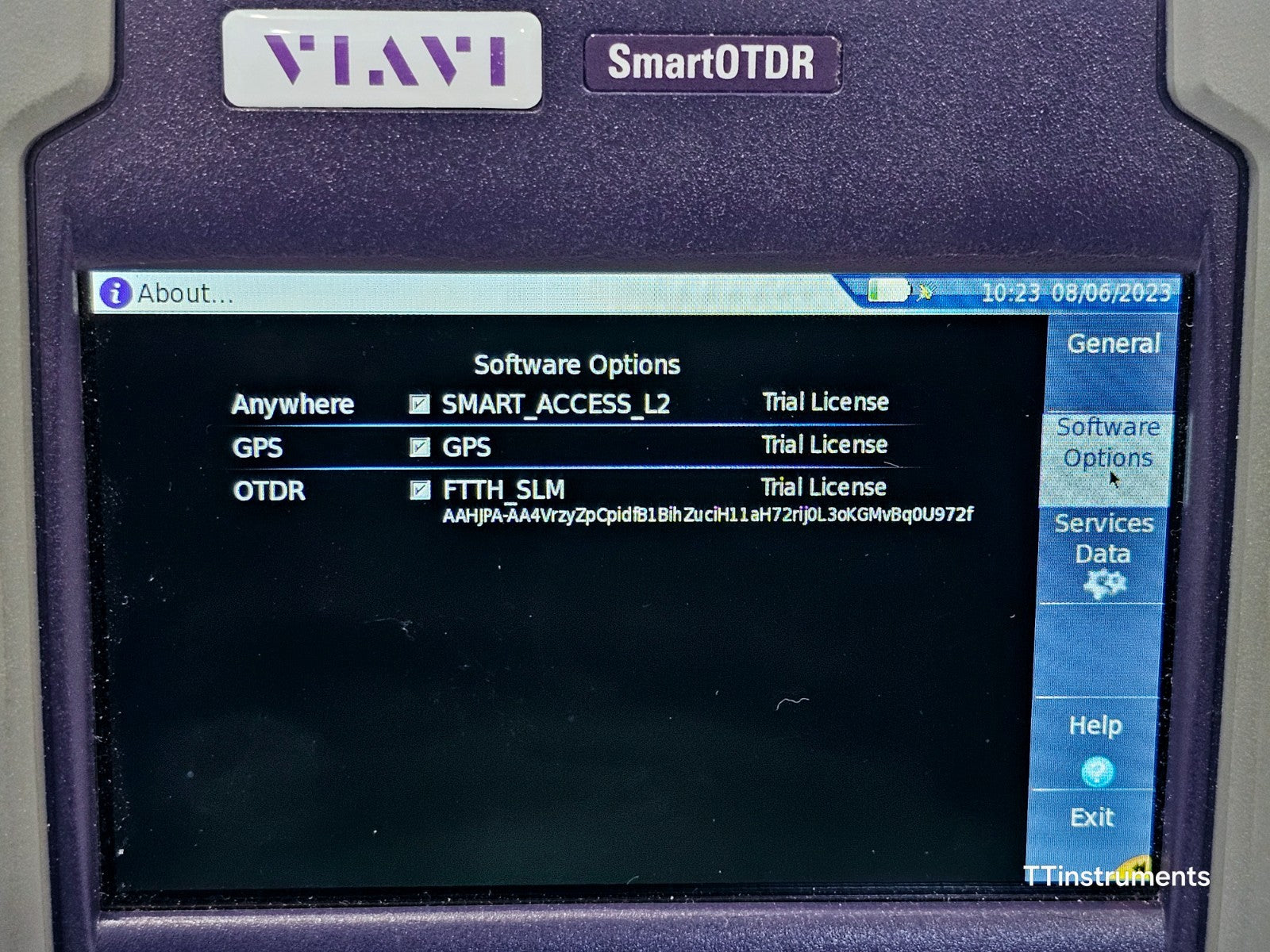 Viavi JDSU E118FA65PPM SmartOTDR 1650 nm 32 dB LIVE/Filtered APC SM PON OTDR VFL