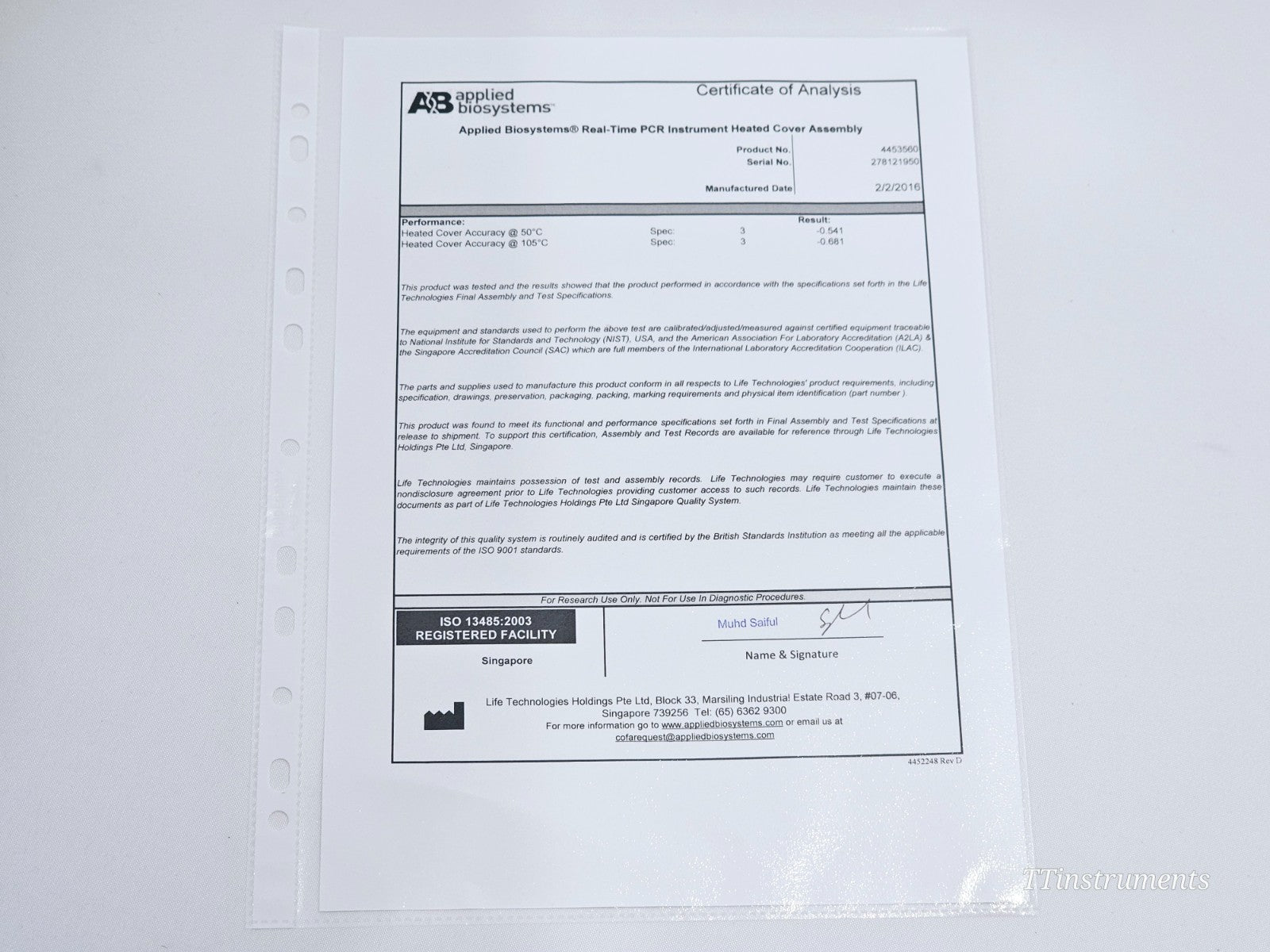 Thermo Fisher IonTorrent Ion GeneStudio S5 Prime Semiconductor Sequencer 2018